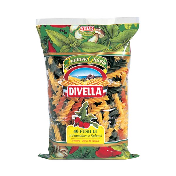 Divella Fusilli 40 al Tomate y Espinaca (al Pomodoro e Spinaci)