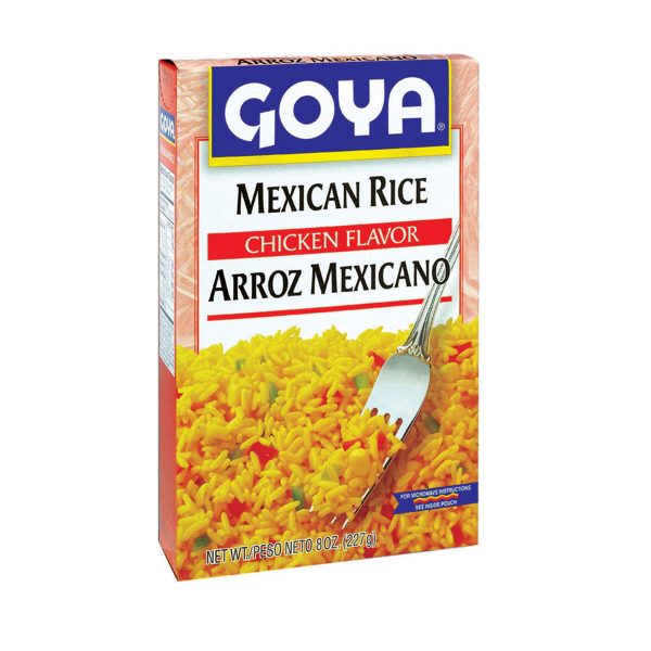 Goya Arroz Mexicano Sabor a Pollo” (Mexican Rice Chicken Flavor)”