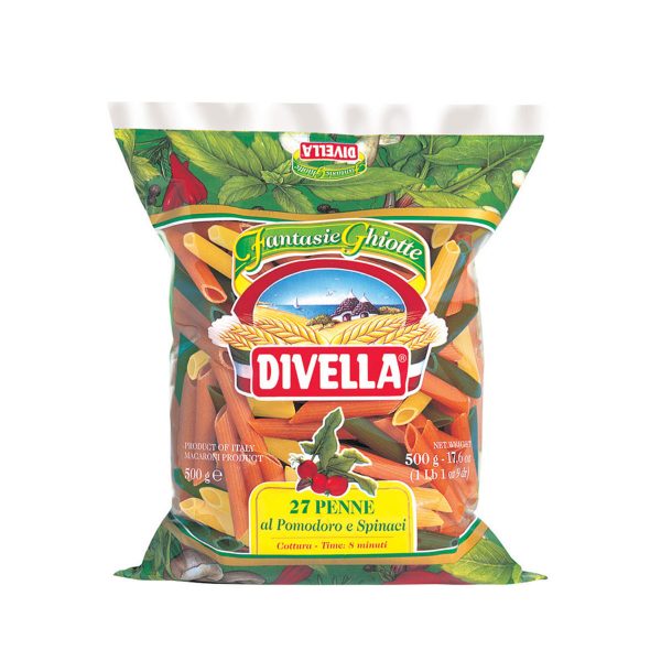 Divella Penne 27 al Tomate y Espinaca (al Pomodoro e Spinaci)